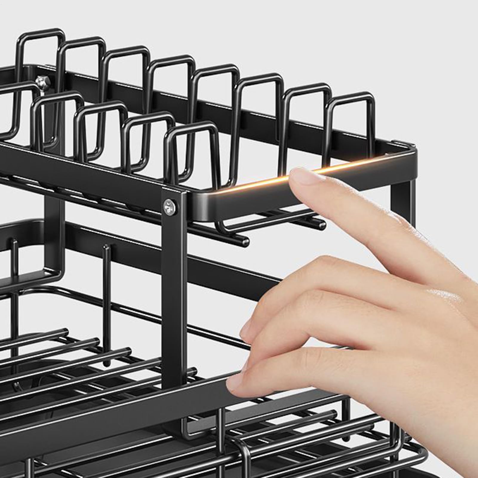 Dish Rack - 2-Tier Dish Racks for Kitchen Counter | Space-Saving Utensil Cup Holder Sink Organizer for Restaurant Apartment Rv Cutlery Management product thumbnail 7