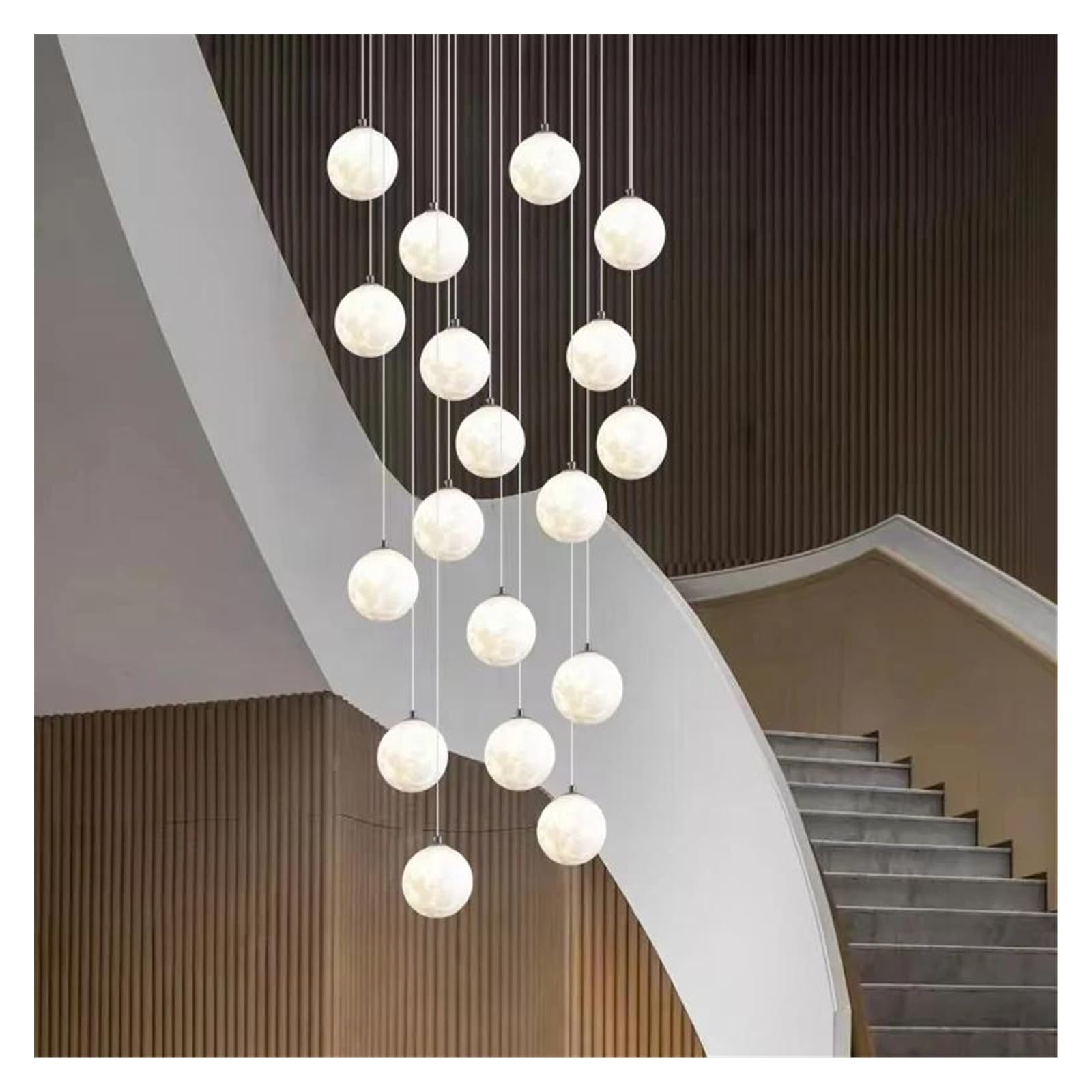 ASerZenith Creative Long Pendant Lamps Villa Modern Minimalist Duplex Revolving Staircase Chandeliers Living Room Hanging Light For Ceiling,Hanging Light,18 Heads White