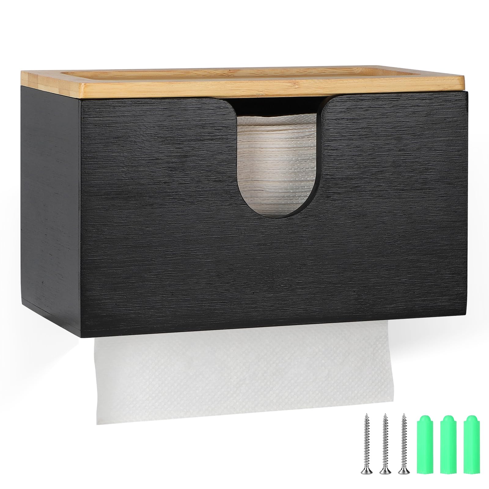 EFUTURETIME Papieren handdoekdispenser van bamboe, 27,5 x 16 x 13 cm, papierdispenser voor handdoeken met magnetisch deksel, handdoekhouder om op te hangen en te staan, voor V/C/Z, gevouwen, bruin EFUTURETIME Papieren handdoekdispenser van bamboe, 27,5 x 16 x 13 cm, papierdispenser voor handdoeken met magnetisch deksel, handdoekhouder om op te hangen en te staan, voor V/C/Z, gevouwen, bruin