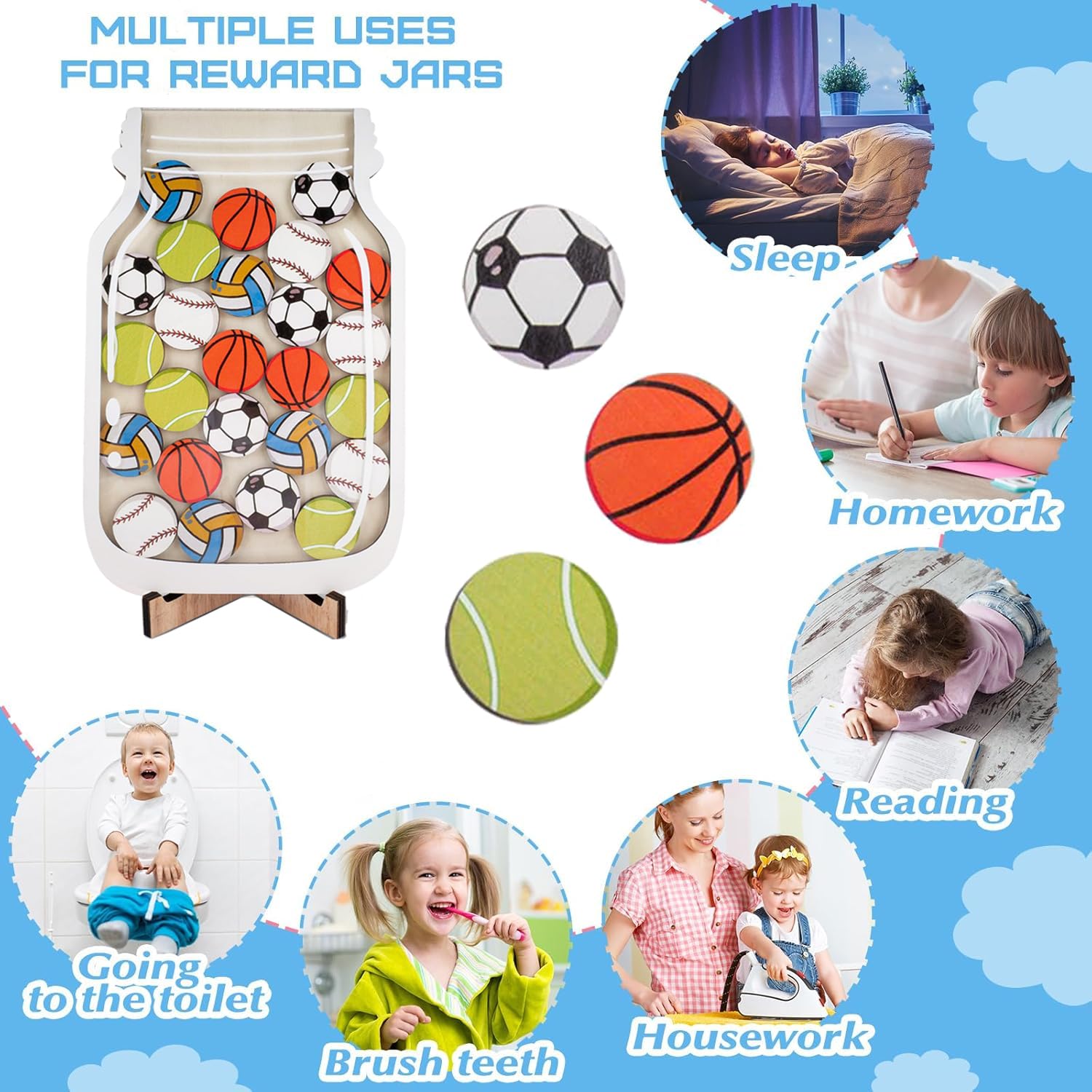 SUPRROW Bocal de récompenses pour Enfants,système de récompenses pour Enfants,système de récompenses pour la Classe,Verre d'encouragement en Bois pour Le Football, Le Basket-Ball et Le Tennis SUPRROW Bocal de récompenses pour Enfants,système de récompenses pour Enfants,système de récompenses pour la Classe,Verre d'encouragement en Bois pour Le Football, Le Basket-Ball et Le Tennis