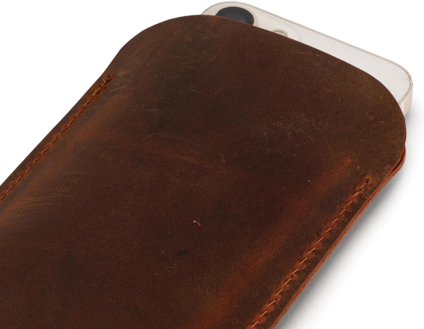 Distressed Leather Pro Max Sleeve, Handmade Case for Pro Max 14/15/16/17, Personalized Case -Camel