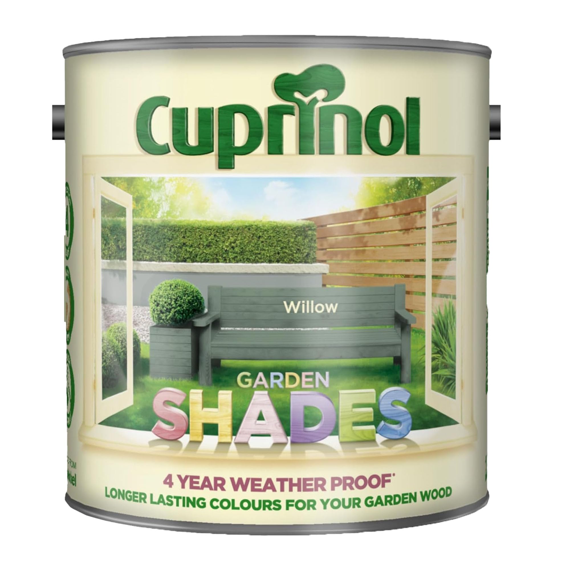DUAYRA Garden Shades Paint | Quick Drying Water Based | For Garden Fence, Shades, Benches, Terracotta, Brick, Stone | Exterior Wood Furniture | Long Lasting (Willow, 2.5 Liters)