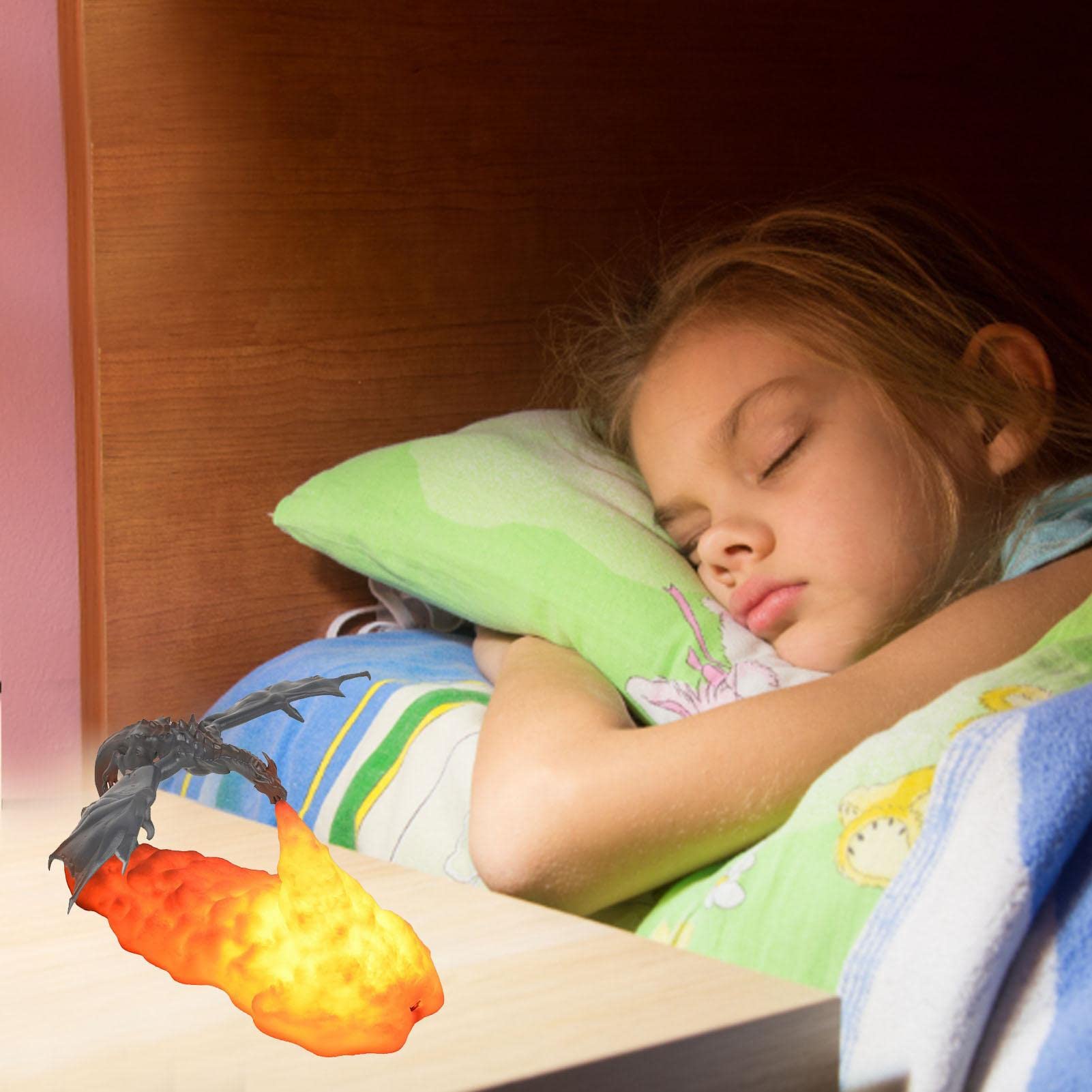Lampe dragon de feu, 1000 mAh imprimé volcan USB rechargeable par USB