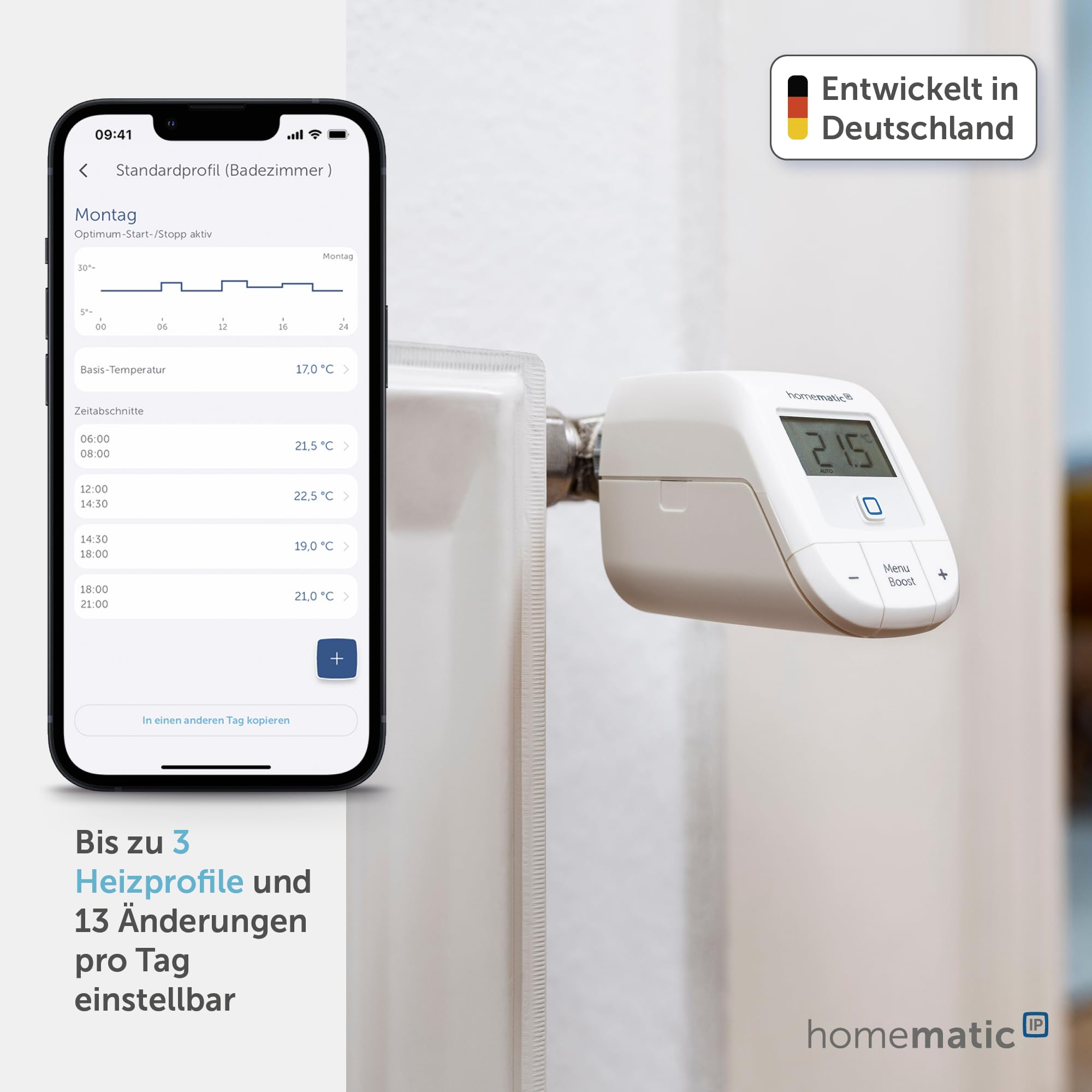 Homematic IP Smart Home Radiatorthermostaat - Basis, push-to-pair, intelligente verwarmingsregeling met en zonder toegangspunt, 153412A0