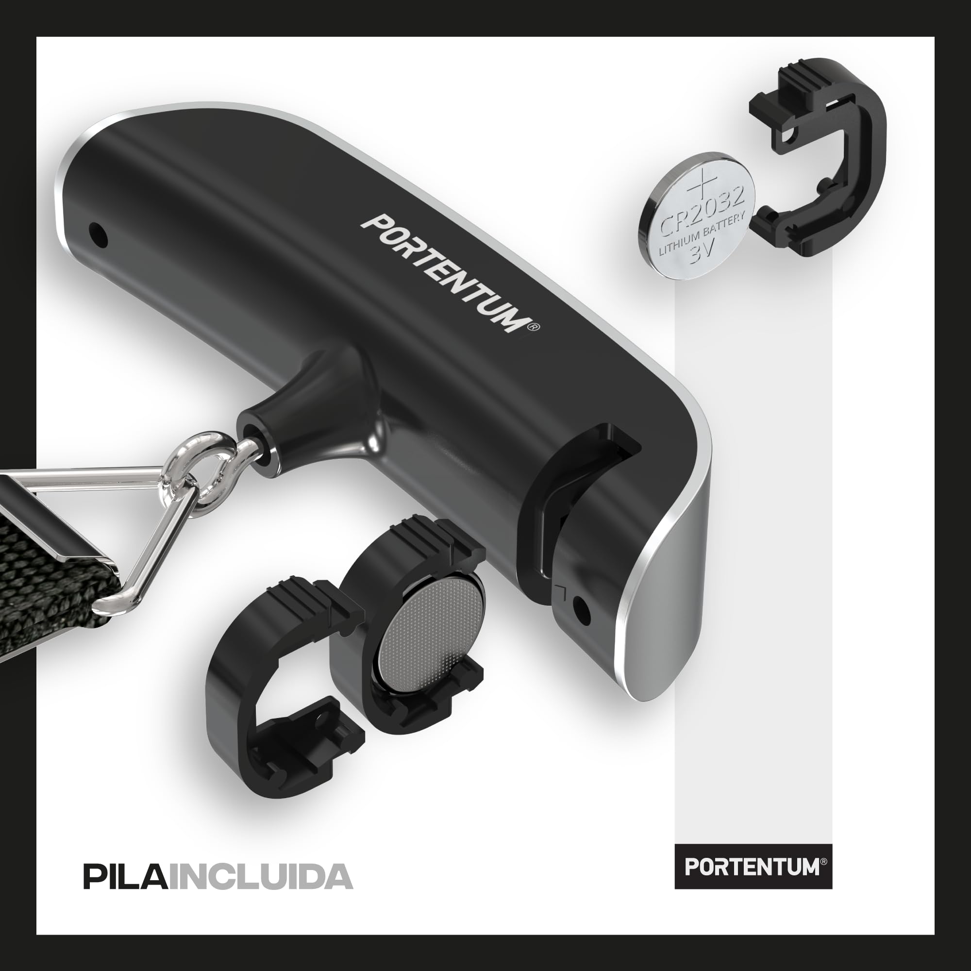 PORTENTUM Bascula maletas viaje digital con pantalla LCD – hasta 50 kg – Bloqueo de lectura automático – Peso maleta preciso para viajar – Escala de equipaje portátil con indicador de temperatura - 3