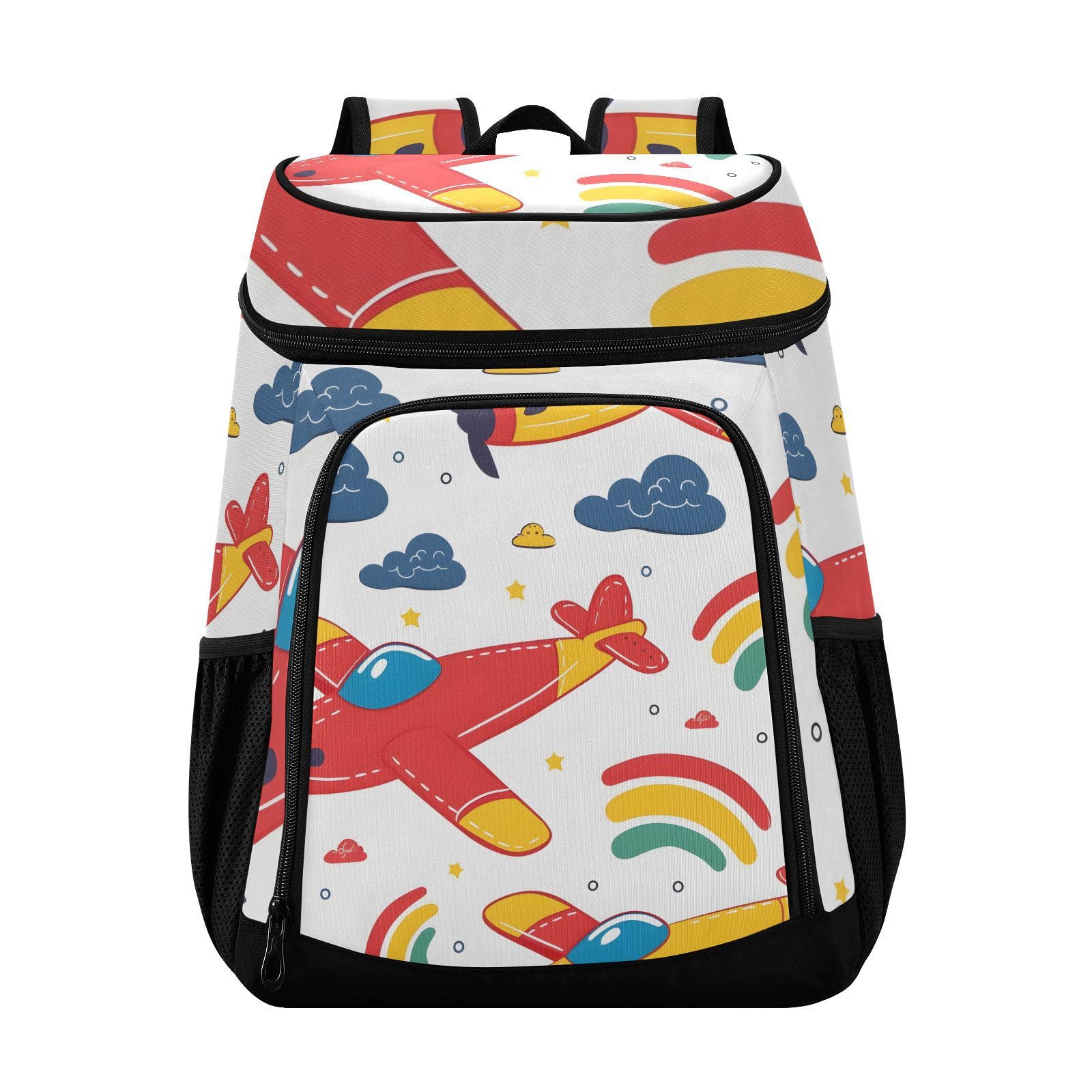 Airplane Red Childish Doodle Cooler Backpack Cooler Insulated Leak Proof Lunch Backpack 36 Cans Waterproof Soft for Men Women Picnic Hiking Camping Beach