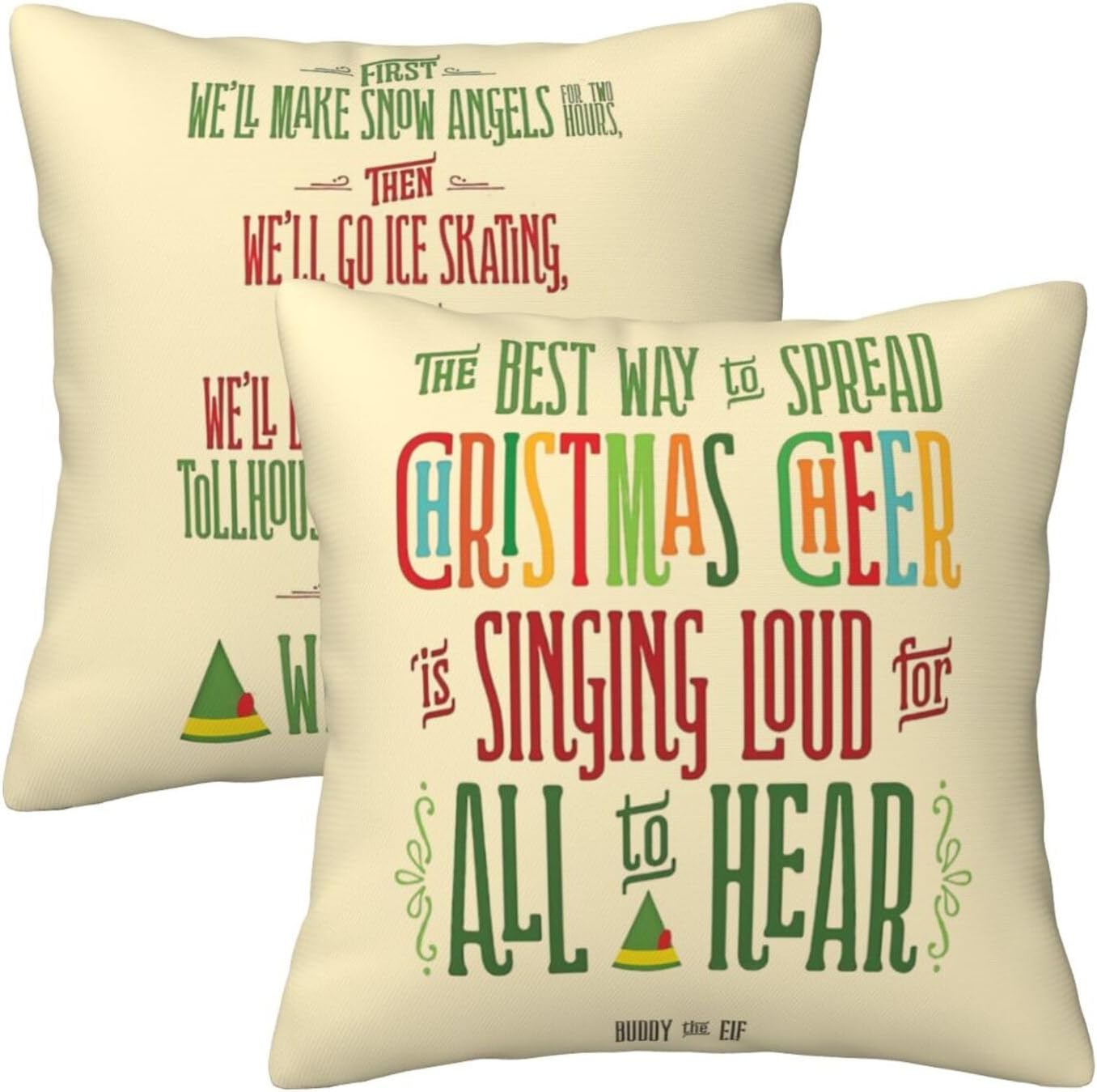 Generic Christmas Quotes Pillow Covers Set of 2,Funny Christmas Cheer Throw Pillow Cases Velvet Soft Square Pillow Covers for Winter Home Decor 18x18inches