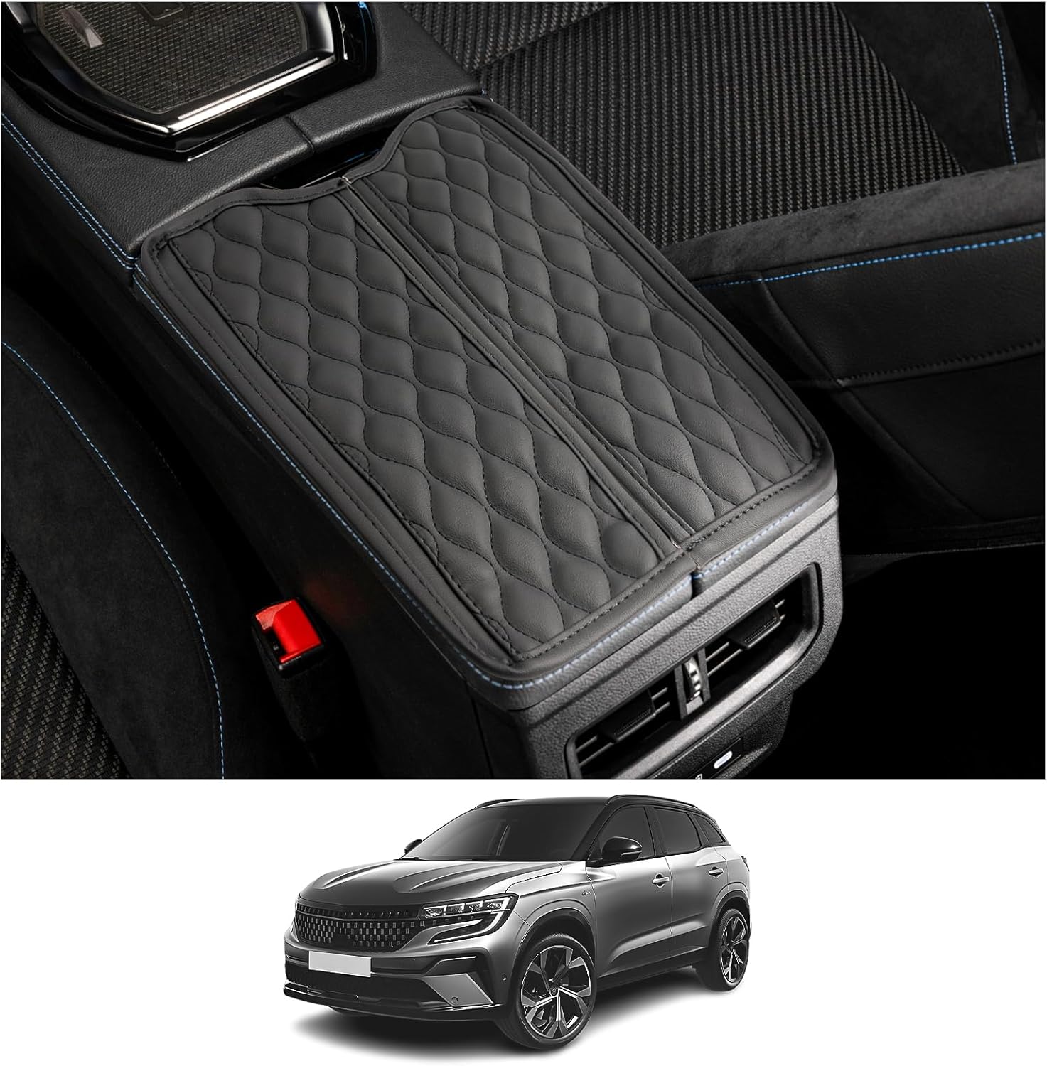CDEFG Compatibel met Renault Austral E-Tech Hybrid 2022 2023 2024, rubberen matten middenconsole, antislipmatten, antislip bekerhouder, rubberen mat, armleuning, Austral E Tech 2024, accessoires