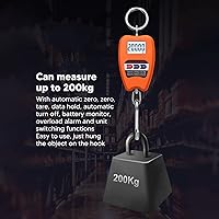Vista 6 de Báscula colgante digital de 440 libras con pantalla LCD, multifuncional portátil de mano de 440.9 lbs de carga de mini grúa para colgar, adecuada