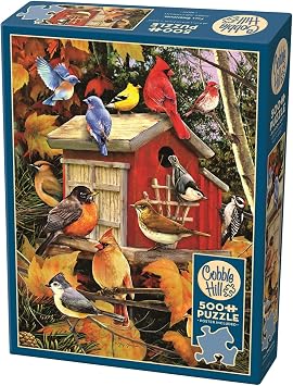 Cobble Hill 500 Piece Puzzle - Fall Birdhouse - Sample Poster Included