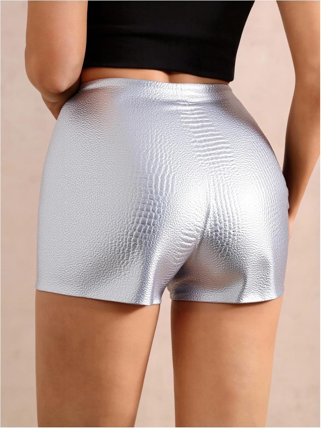 Women's Leather Mini Shorts Y2k High Waisted Stretchy Going Out Skort Night Out Outfit