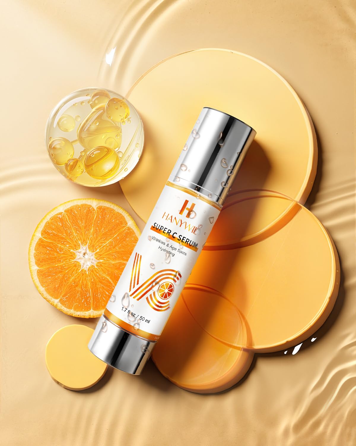 HANYWIL 20% Super Vitamin C Serum for Mature Skin 30-70 Women, Dark Spot Remover with Hyaluronic Acid & Active Lock Tech, Hydrating Total Package Serum for Wrinkles & Firming, Even Skin Tone, 1.7fl oz - Image 7