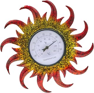 Decorative Outdoor Thermometer, Wall Decorative Thermometer, Sun Shape Thermometer, Unique Sun Shape Patio Thermometers for Home Decor No Batteries Required