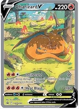 Charizard V SWSH260 - عرض بوكيمون بلاك ستار - بديل الفن هولو - مجموعة الترا بريميوم الحصرية