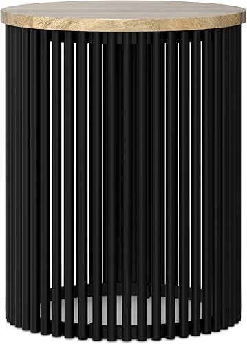 Miniatura 15 de SIMPLIHOME Demy - Mesa auxiliar redonda de metal sólido de 18 pulgadas de ancho con parte superior de mármol genuino blanco y base de metal negro,