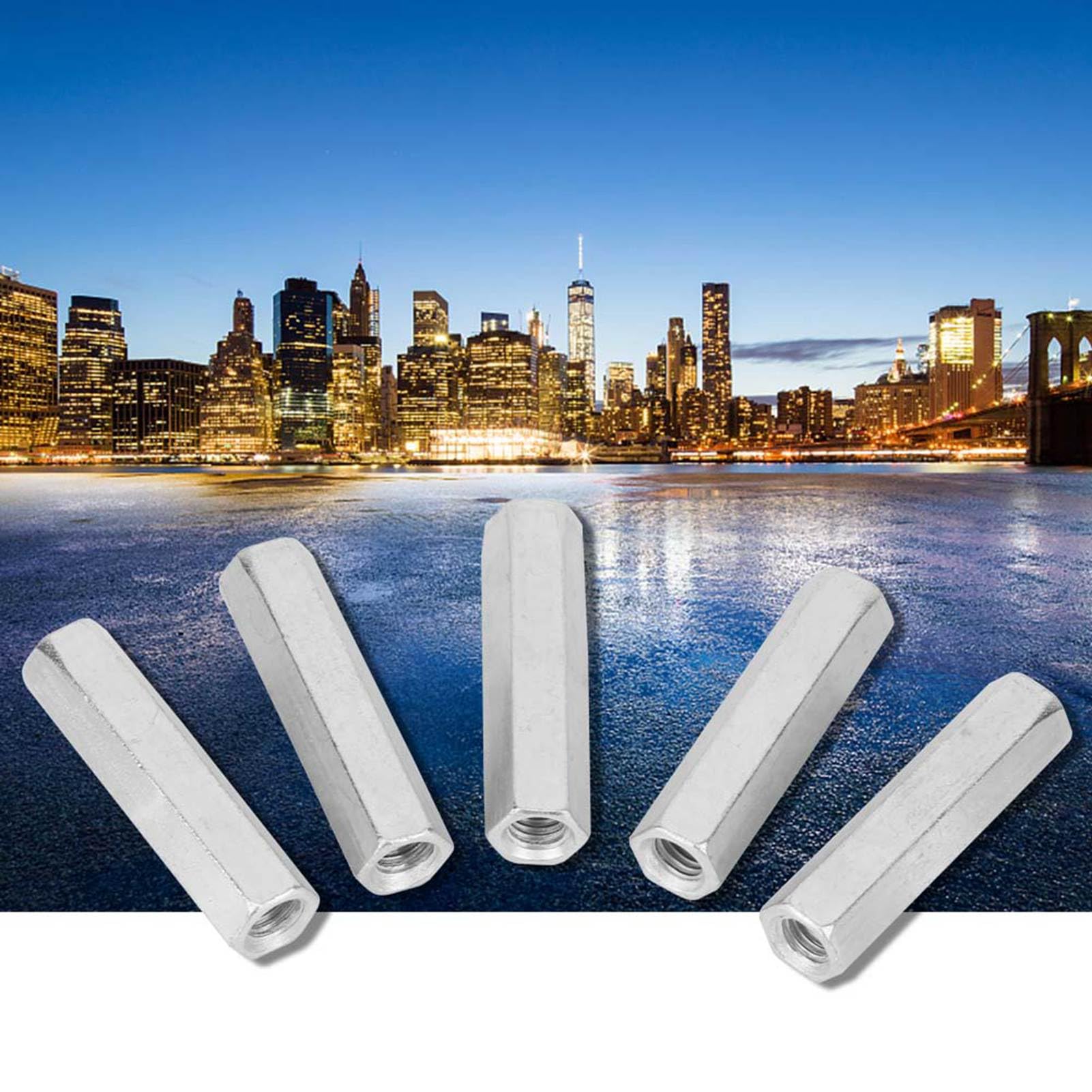 WGFOIP 5pcs M8 * 50 Long Round Coupling Nut, Hexagonal Sleeve Nut Standoff M8 Threaded Fasteners for Workshop Industrial Constructor - Image 2