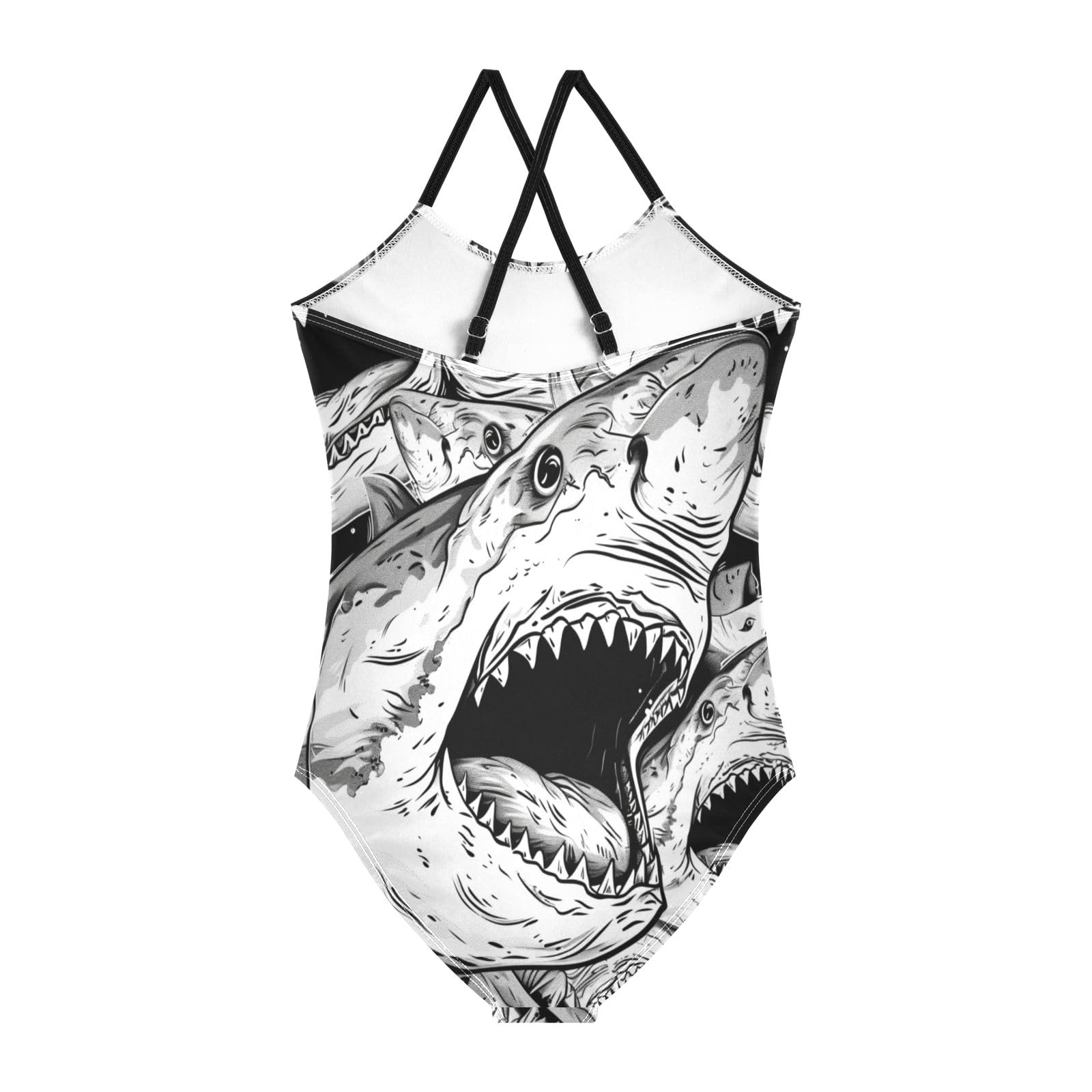 Big Shark Girls One-Piece Swimsuit Beach Bathing Suit