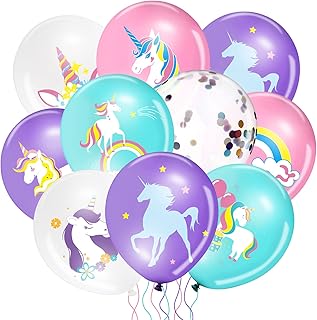 Tiamon 45 Pieces Unicorn Latex Balloons Unicorn Birthday Party Decorations Purple Pink Blue Confetti Balloons Supplies for Girls Unicorn Theme Birthday Baby Shower Wedding Party Balloons Garland Decor
