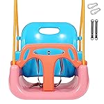 RedSwing 3-in-1 Baby Swing Seat, Toddler Swings, Anti-Flip Snug & Secure Detachable Infants to Teens Kids Swing Seat for Outside Playground, Pink Orange Blue