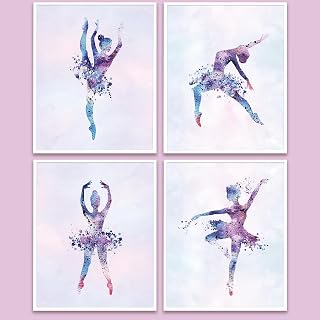 Wall Art Ballet Wall Décor Prints Posters for Room Aesthetic Watercolor Modern Elegant Ballet Dancer Ballerina Gift Dance Artwork for Bedroom Living Room Girls Room, Set of 4 Unframed, 8 x 10 Inch