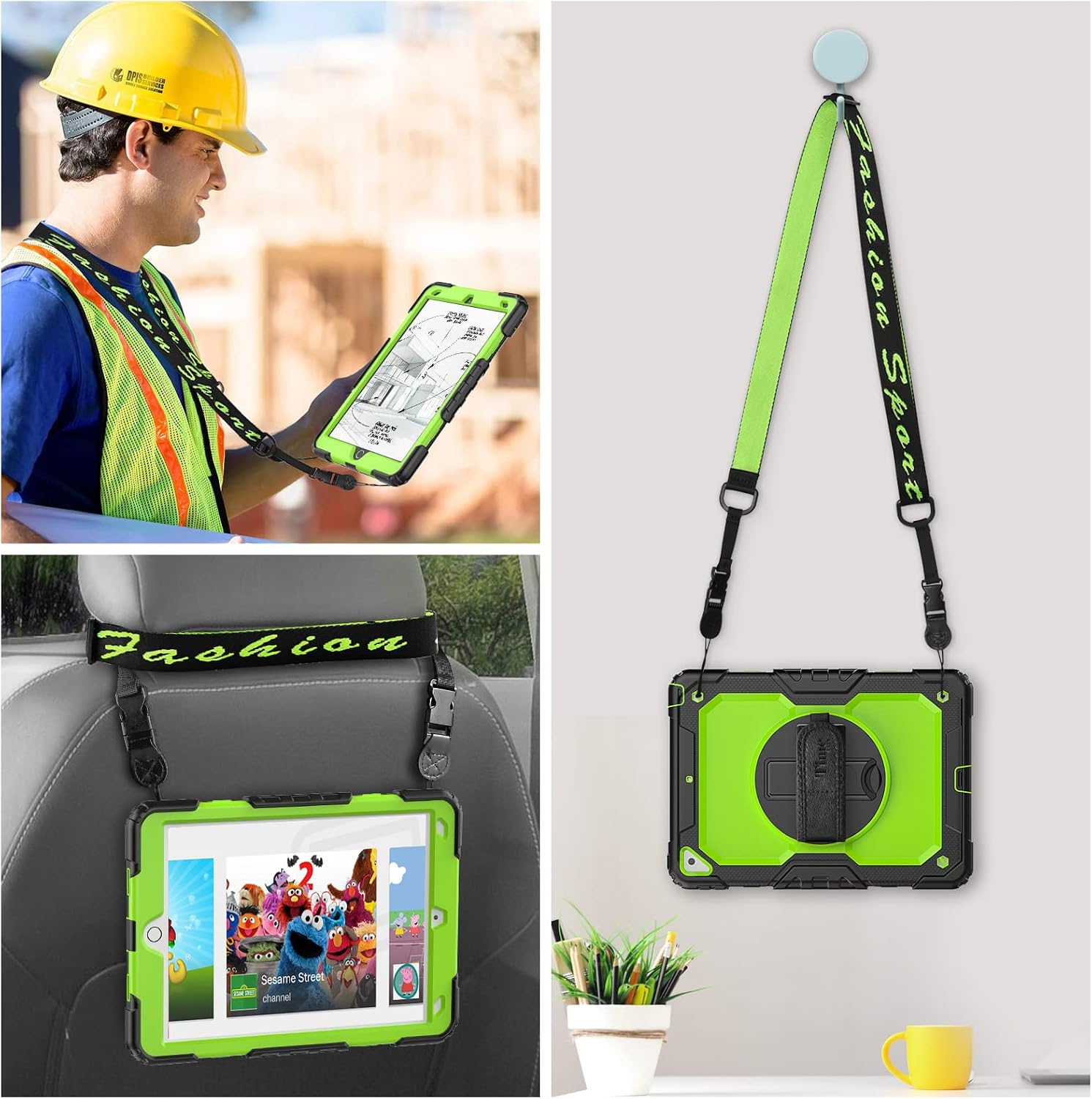 Timecity iPad Air 3rd Generation Case (iPad Pro 10.5 Inch Case, iPad Air 3 Case): with Strong Protection, Screen Protector, Hand Strap, Shoulder Strap, 360° Rotating Stand, Pencil Holder - Green