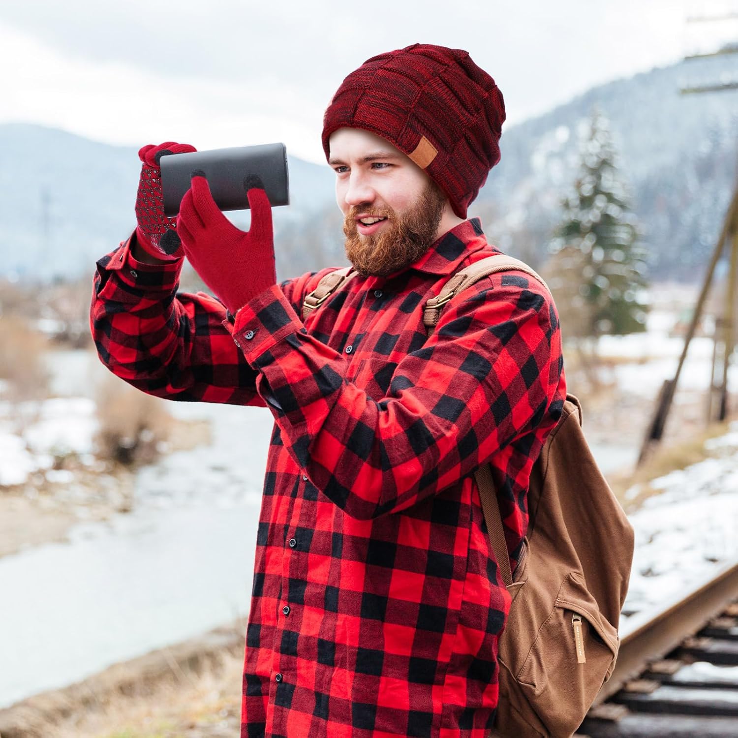 Geyoga 4 Pack Winter Hats for Men Beanie and Gloves Set, Winter Slouchy Beanie Hat Warm Gloves Lined Knit Thick - Image 7