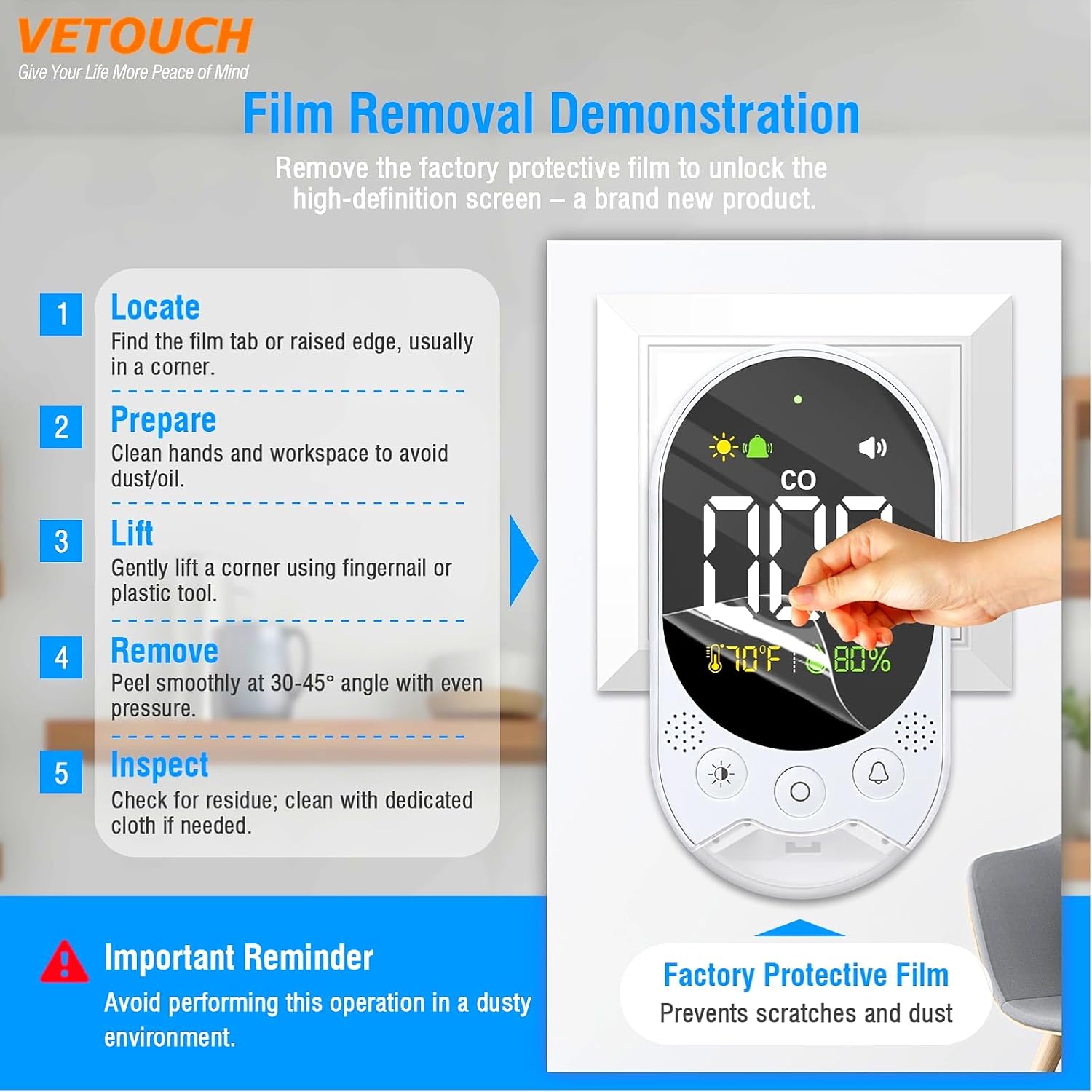 Portable Carbon Monoxide Detector Plug,Upgraded Version Configure Emergency Lighting CO Remind,Accurate Detection of CO Concentration Graded Warning, While Monitoring Temperature Humidity - Image 2