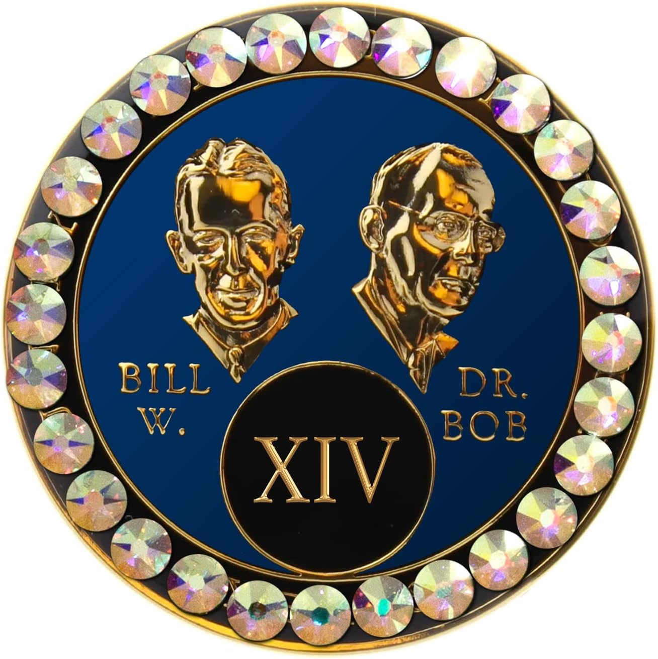 Sobriety Chip AA Blue Bill & Bob Triplate Aurora Borealis Bling (20 Year)