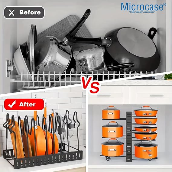 Microcase Çok Amaçlı Tencere Tava vs Ürünler İçin Düzenleyici Metal Raflık - AL5048