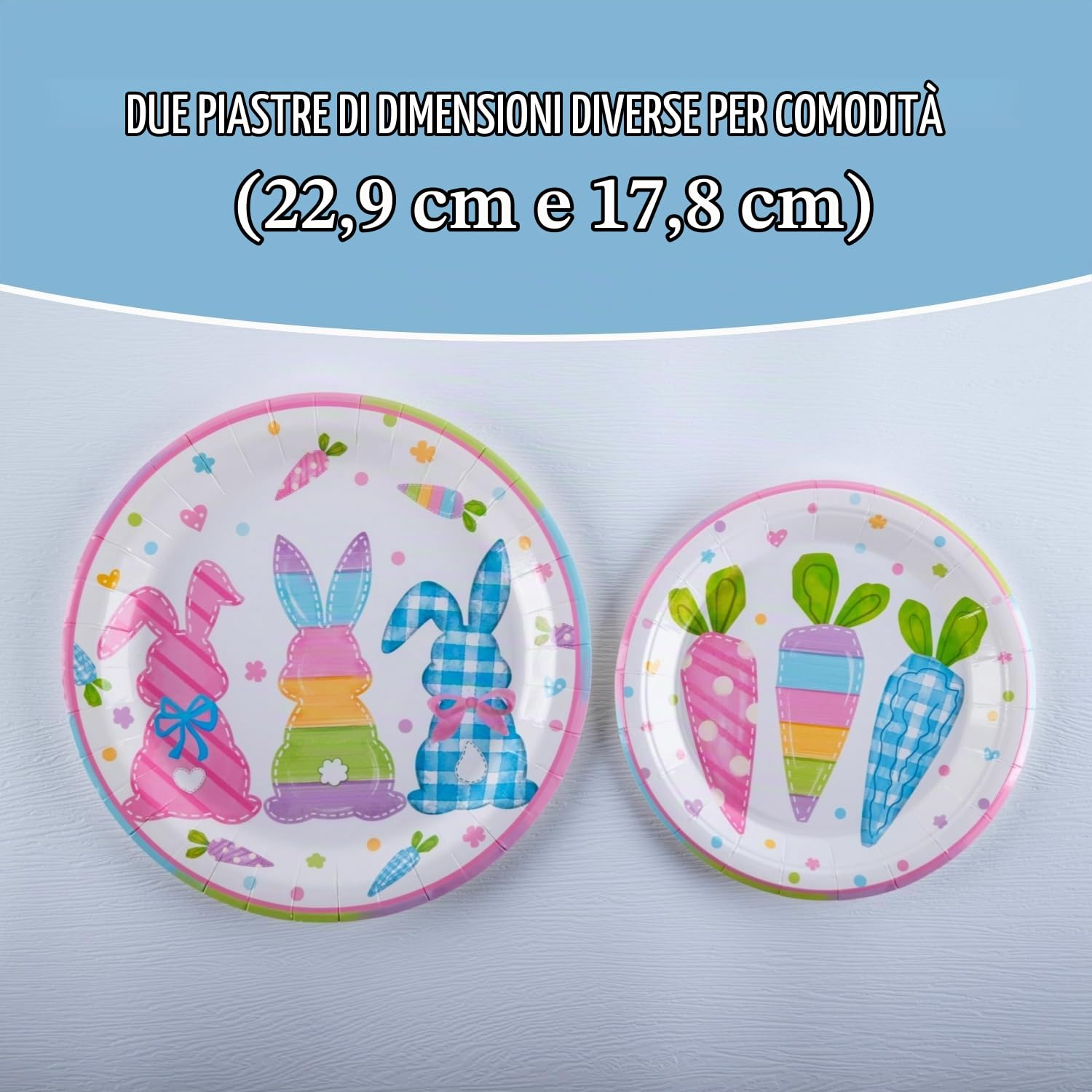 Set di Piatti, Tazze e Tovaglioli per 25 Ospiti, Stoviglie per Feste a Tema Coniglietto, Include Piatti di Carta (17,8 & 22,9 cm), Tazze, Tovaglioli, Cannucce, Ideale per Pasqua, Compleanno