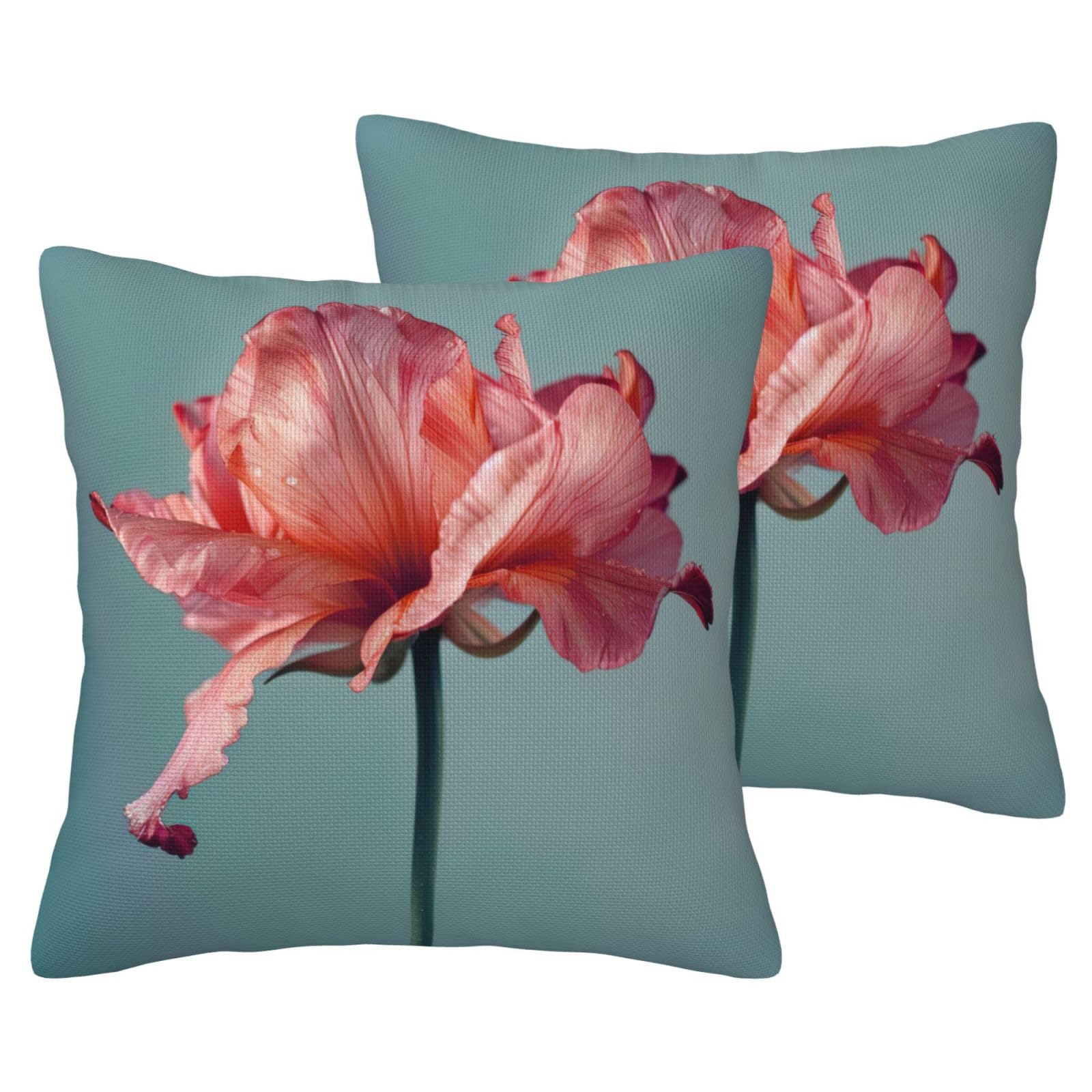 Taies d'oreiller lin imprimé floral lot de 2 housses coussin salon canapé lit