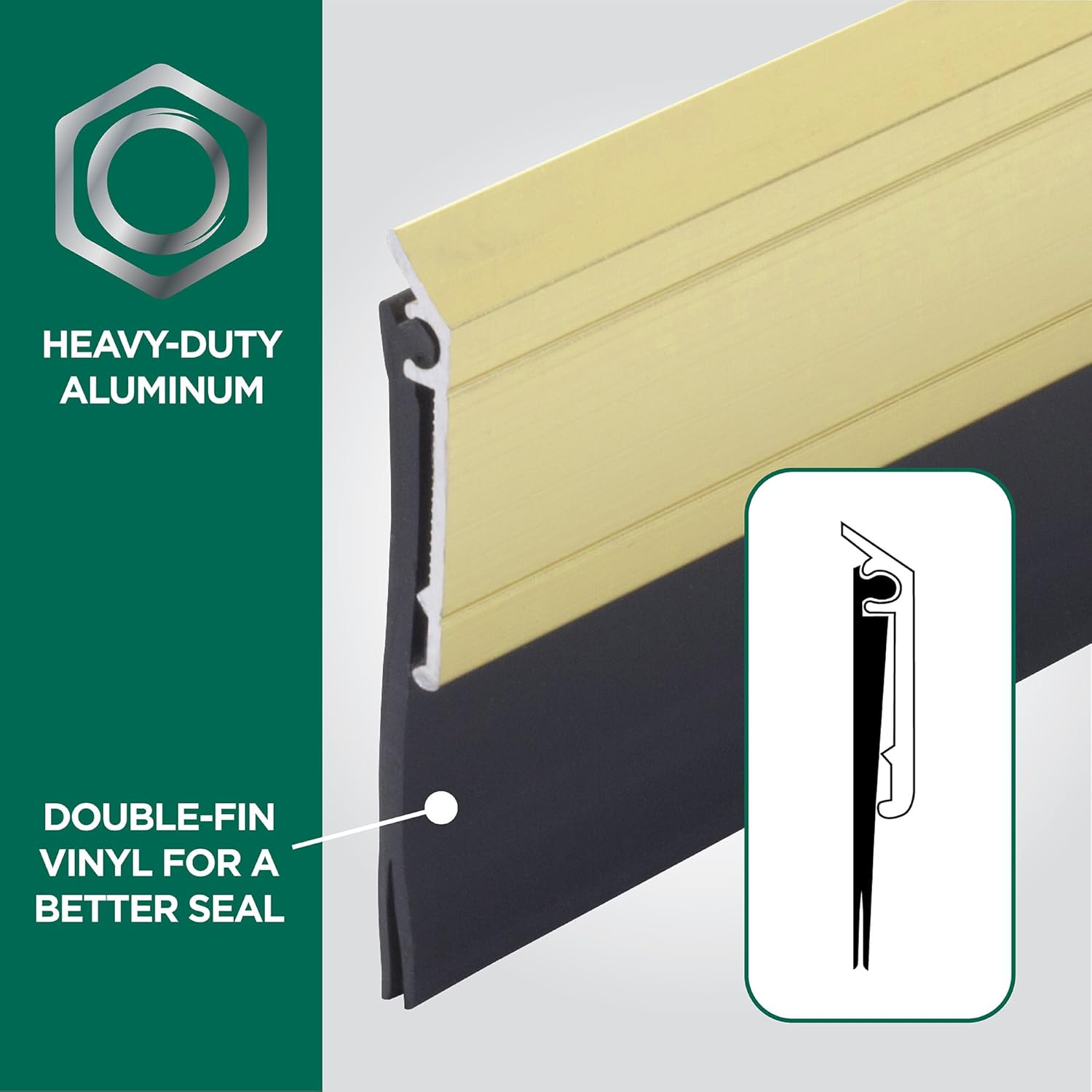 M-D Building Products 05744 All-Season Door Sweep, Heavy Duty Aluminum and Vinyl, Ideal for Residential & Commercial Use, Easy Installation, Ensure Comfort and Save Energy (36 Inch, Gold)