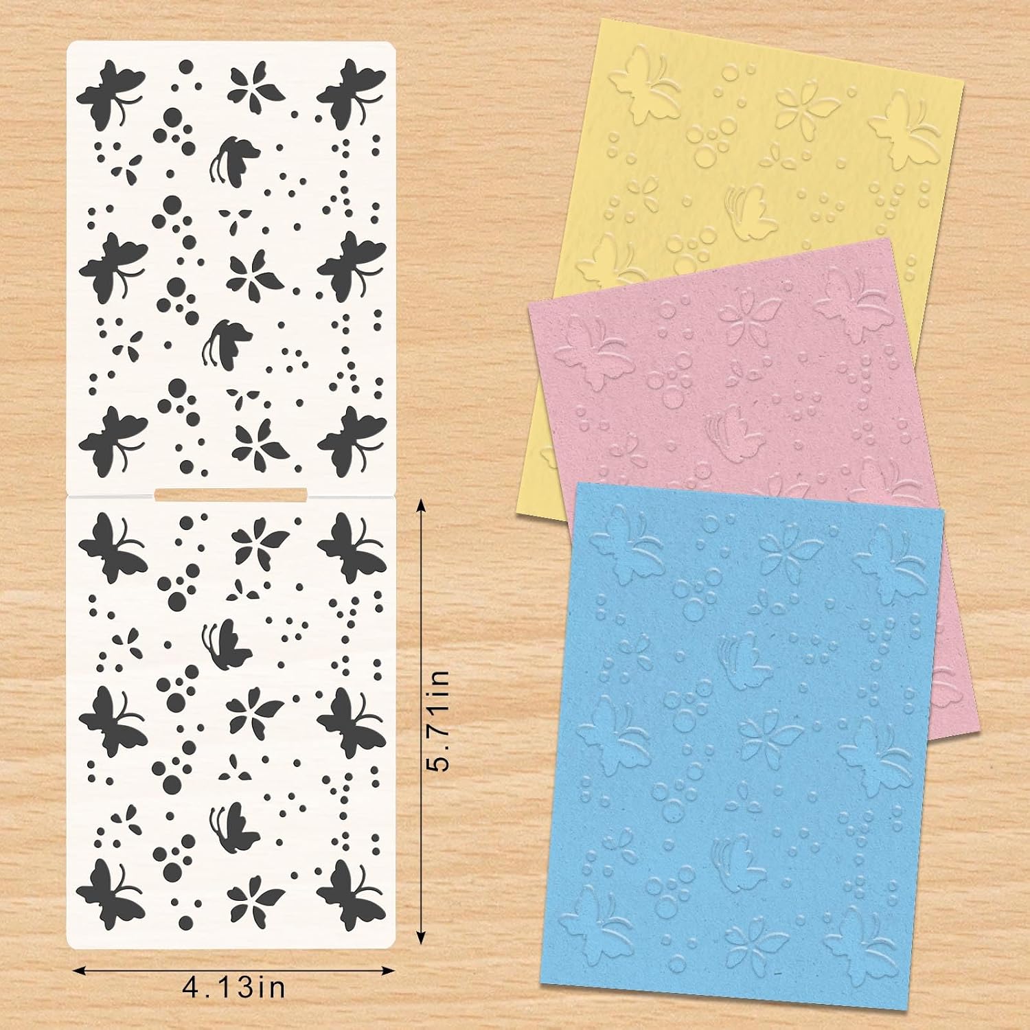 Butterfly Embossing Folder with Dots for Card Making, Aesthetic Spring Texture Template Folder for DIY Paper Crafts, Scrapbooking Supplies & Photo Album Decor