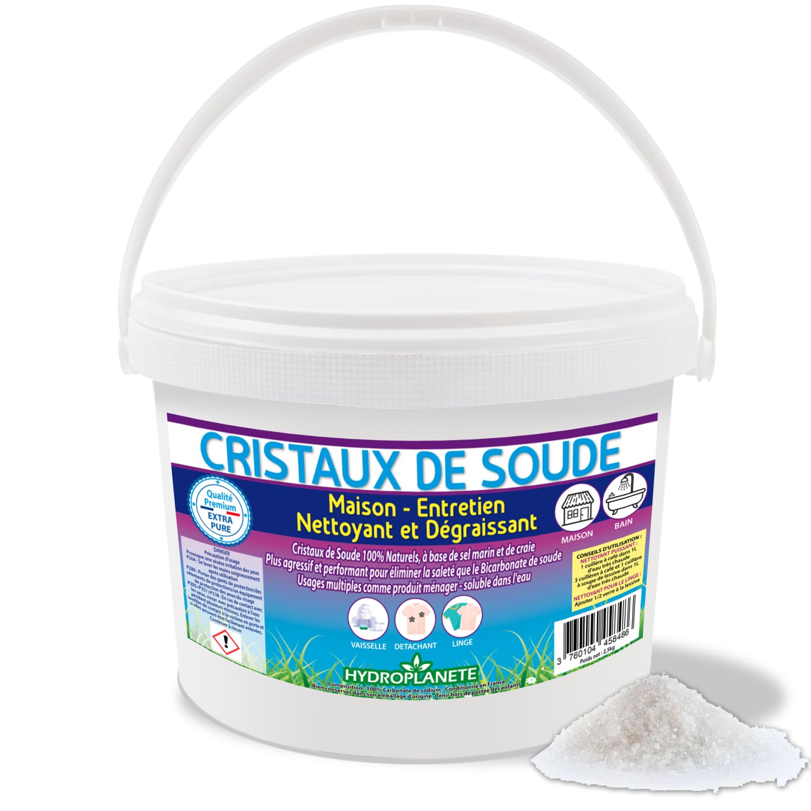 Hidroplaneta Cristales de soda puros al 100% – 500 g 1 kg 2 kg 5 kg 10 kg – Limpiador multiusos ecológico – Solución natural para el hogar