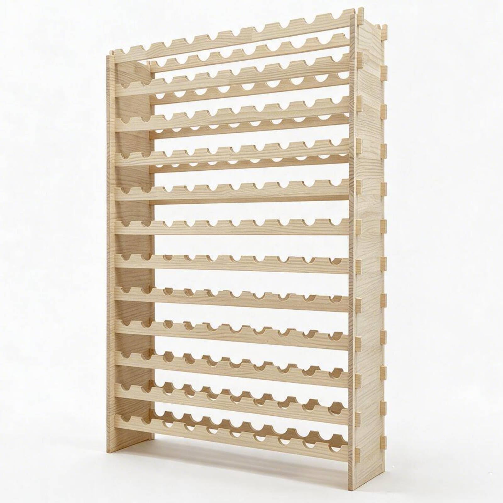 GarveeTech Weinflaschenregal 36 Flaschenständer Stapelbares Weinregal aus Kiefernholz, stabile Zapfenverbindung, Natur‑Optik, platzsparend für Küche, Wohnzimmer, Bar