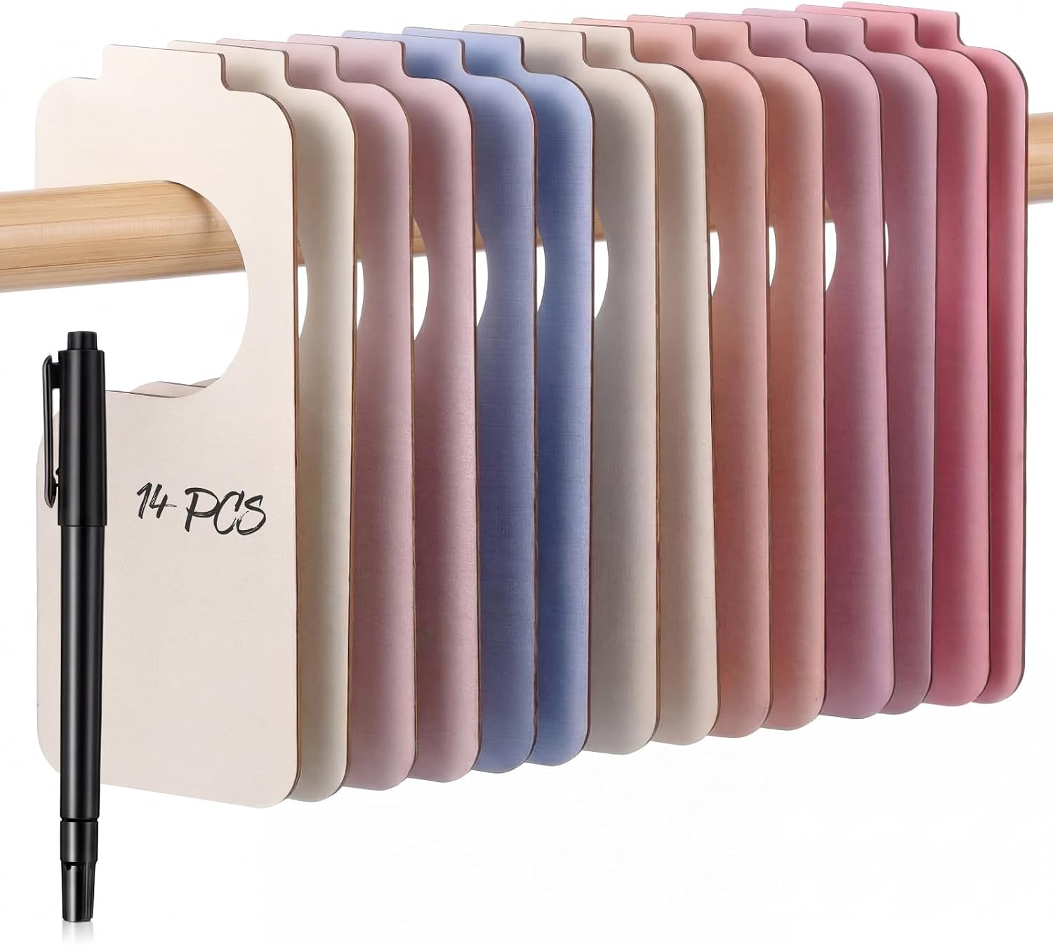 Patelai 14 Pcs Blank Wooden Closet Dividers, Macaron Color, Tab Top