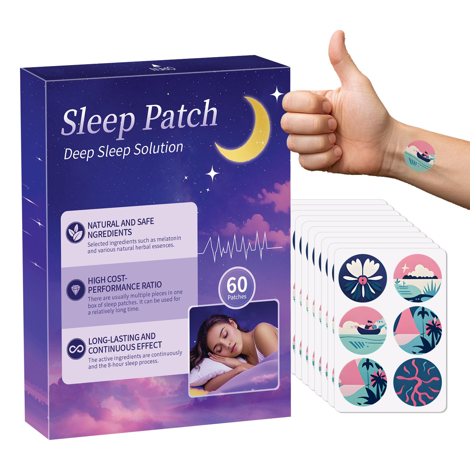 Sleep Patches for Adults, 60 Pack Upgraded Deep Sleep Patches