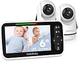Amazon product image of HelloBaby 6" Split Screen Video Baby Monitor with 2 Cameras, No WiFi | 4000mAh Battery, Infrared Night Vision, ECO Mode, 2-Way Talk, Remote Pan-Tilt-Zoom Camera, Lullabies, Temperature Monitoring