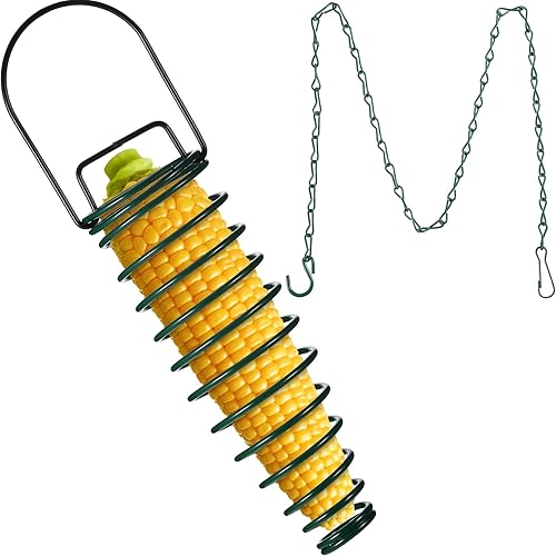 Miniatura 8 de Comedero para mazorcas de maíz con cadena de extensión de 35 pulgadas para ardillas y otros suministros de alimentación en el patio trasero (3