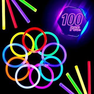 100 Pack Glow sticks- 8 inch Ultra Bright glowsticks Party Favour Packs bulk mixed colors,glow stick necklaces great for neon party weddings concerts Fun and great gift boys girls and adults alike