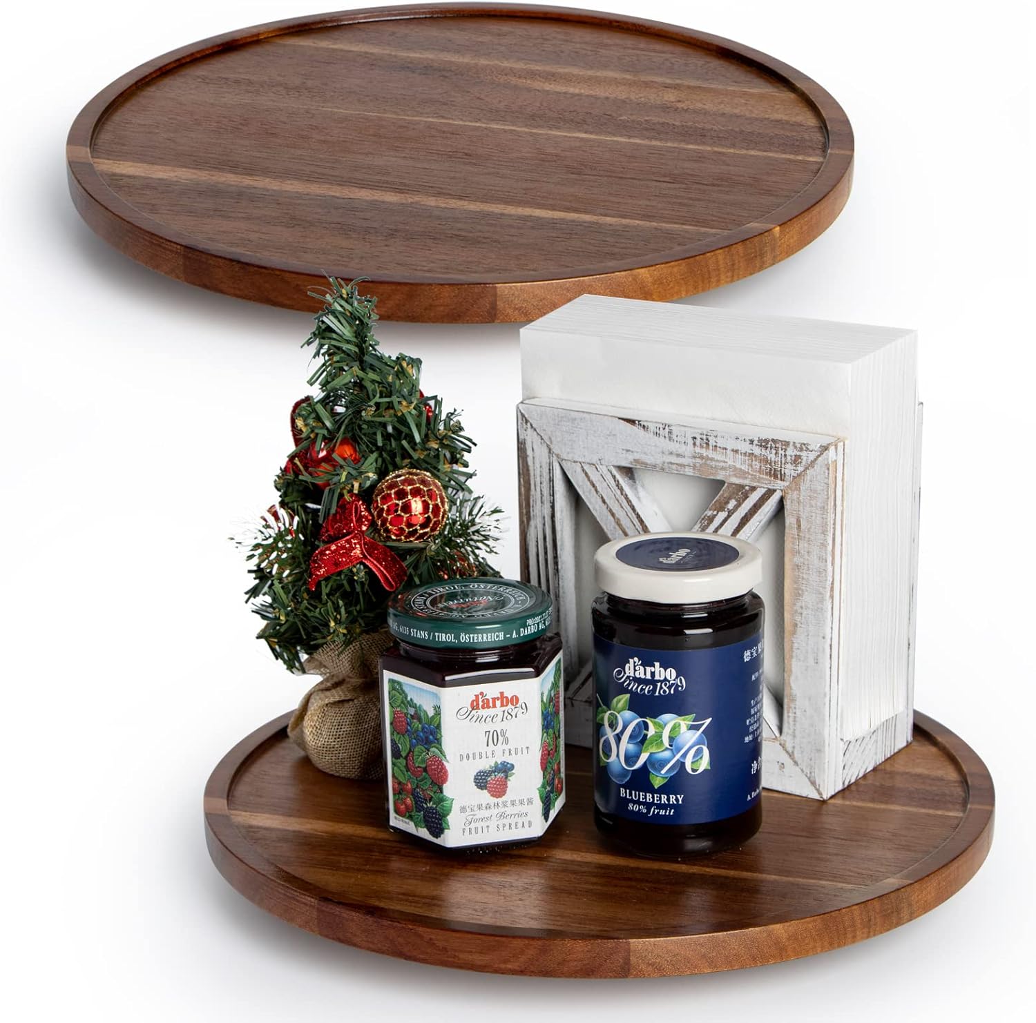 ANBOXIT Lazy Susan Cupboard Organiser, 30cm Wooden Lazy Susan Turntable