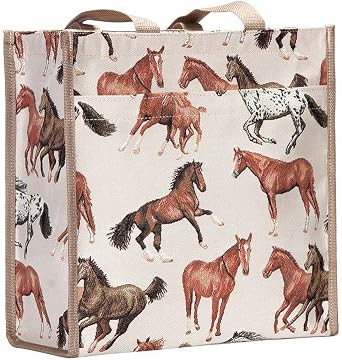 Signare Tapestry Shoulder Bag Shopping Bag for Women with Running Horse Design SHOP-RHOR