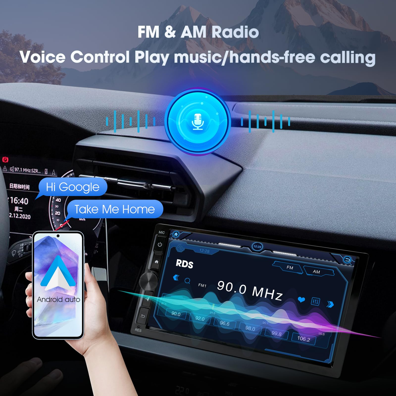 Haudio Autoradio 2 Din Bluetooth Stereo,schermo per auto IPS 7 pollici con telecamera di backup,navigazione GPS, schermo touch, Bluetooth, Mirror Link, FM, AUX| Android 13 Carplay Schermo