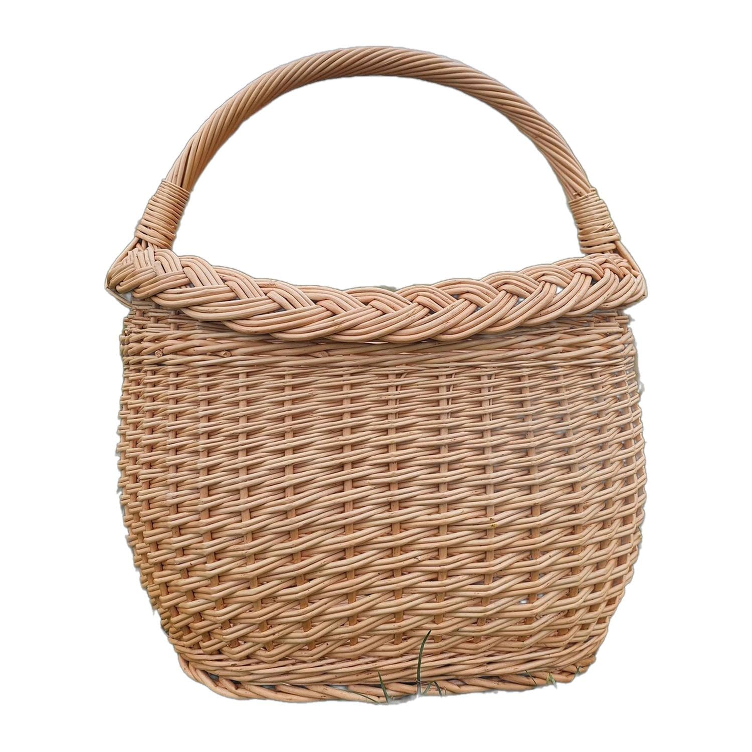 Petit panier de rangement ovale en osier, bord tressé, 22 cm
