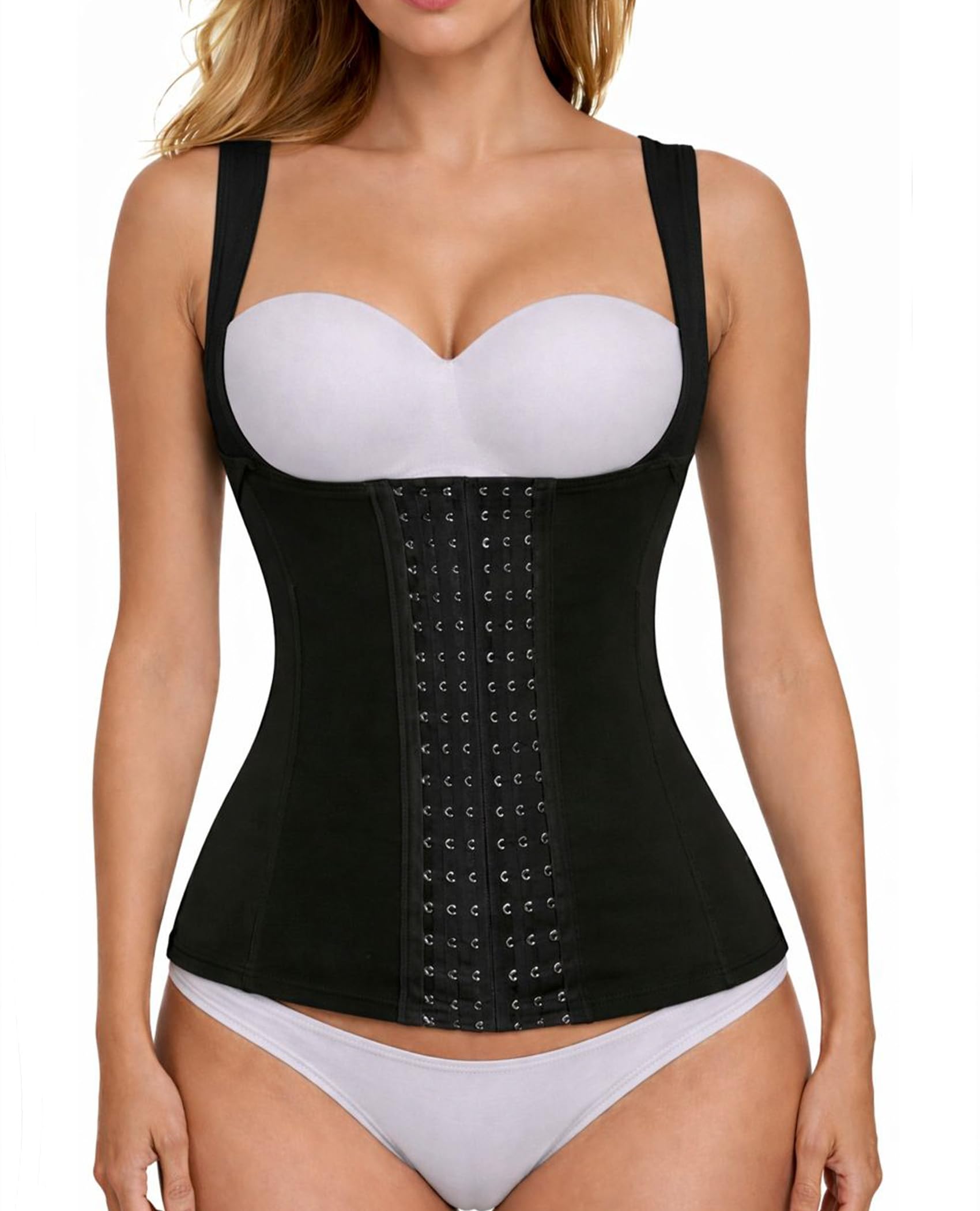 Evanhome Women's Waist Trainer Cincher Underbust Corset Vest Steel Boned Hourglass Body Shaper With Hooks S-4XL