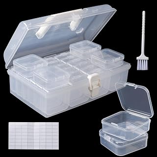 Douorgan Small Bead Storage Containers 28 Pieces Plastic Storage Organizers Portable Art Storage Case Transparent Boxes Jewelry Beads Storage Box(1 Pack)