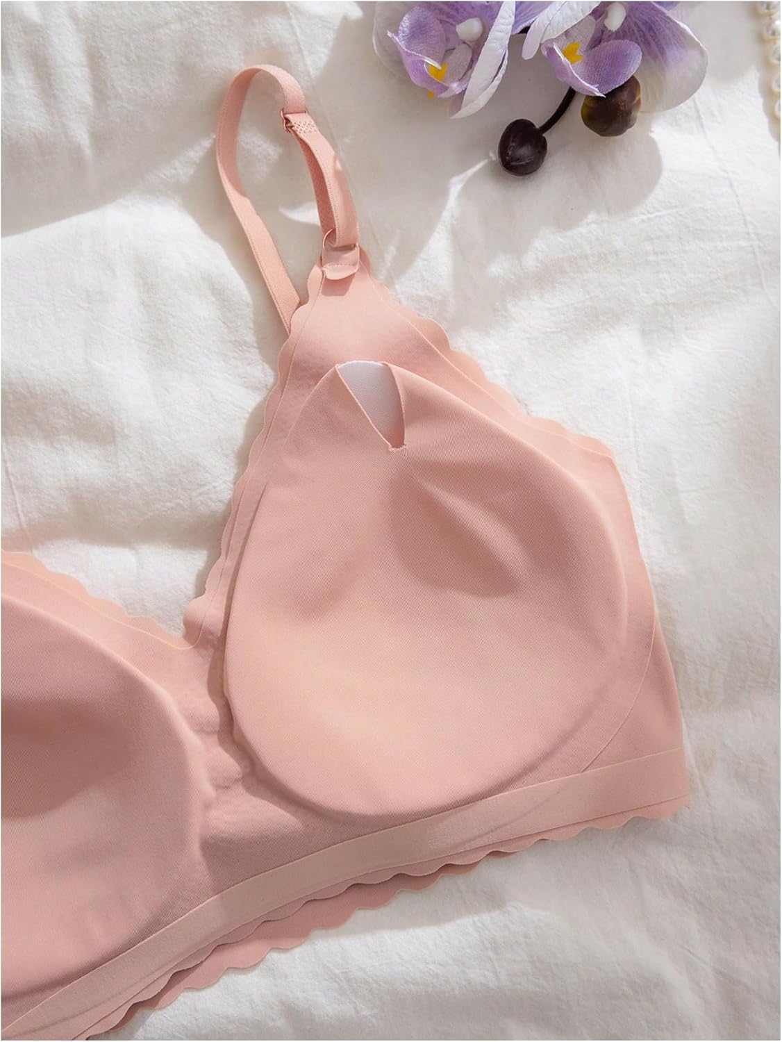 Women's 6 Pieces Bra Scallop Seamless Padded Comfy Wireless Bralettes Cami Tops - Image 5