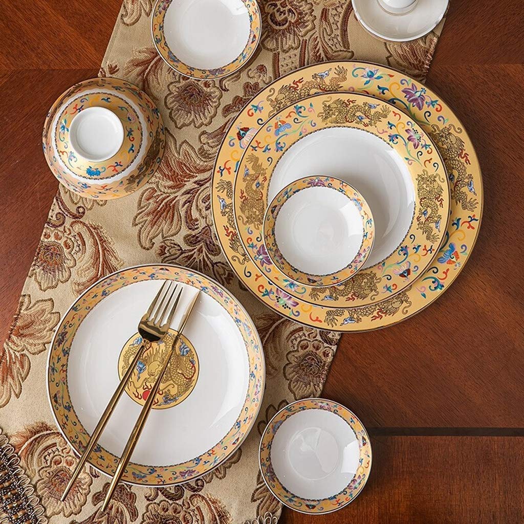 Zestaw naczyń/talerzy/misek, zestaw naczyń ceramicznych, 52 elementy, zestaw obiadowy z porcelany emaliowanej - zestawy talerzy i misek z porcelany kostnej na prezenty ślubne i spotkania rodzinne