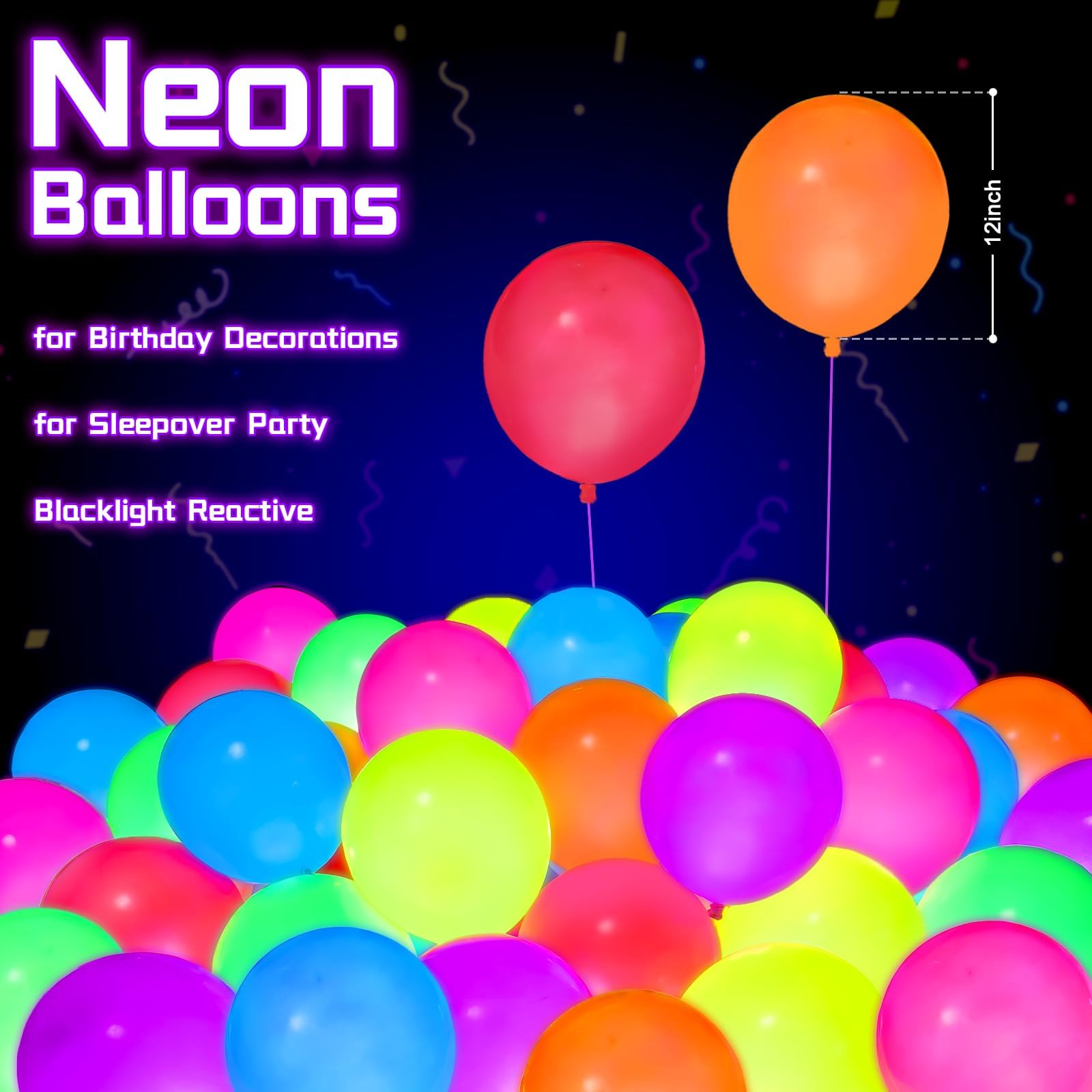 Mega-L Świecące w ciemności artykuły imprezowe, 100 szt., 30 cm, okrągłe, fluorescencyjne, wielokolorowe, lateksowe balony na urodziny, baby shower, wesele, przyjęcie, dekoracja