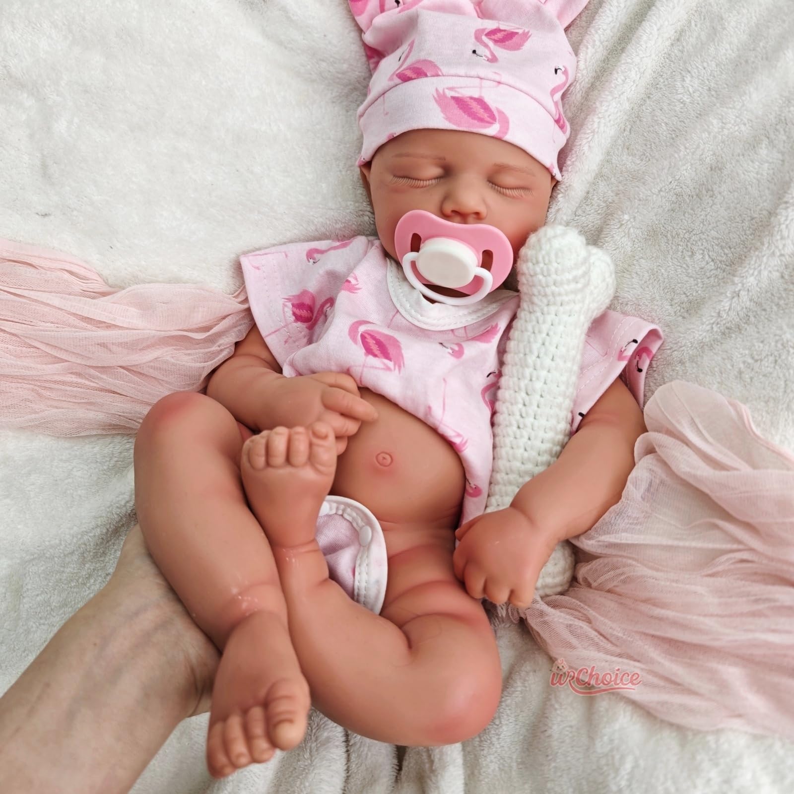 Reborblisso Silicone Reborn Baby Doll with Realistic Eyelash and Opened Mouth - 50cm Handmade Full Silicone Baby Doll with Clothes and Bottles Set (Boy)